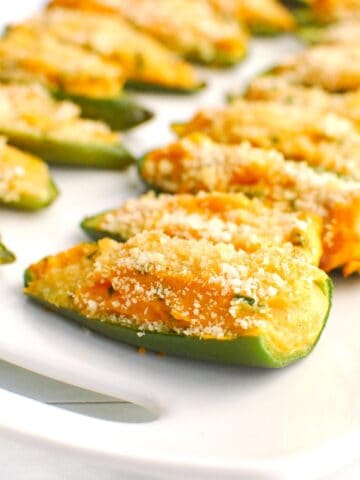 A platter with sweetpotato jalapeno poppers.