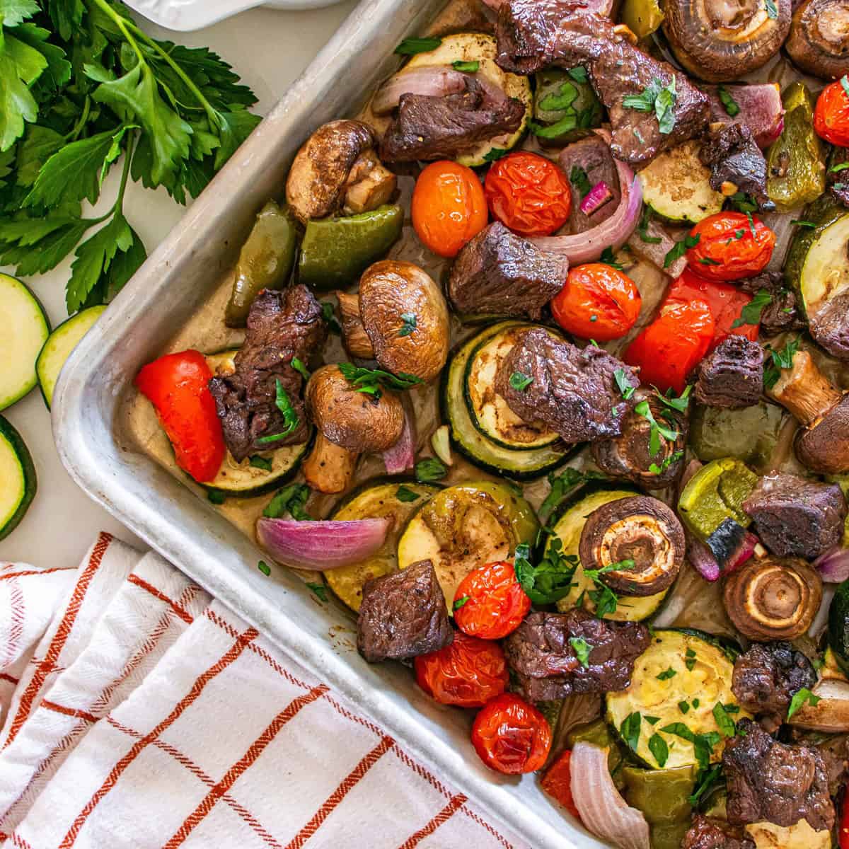 Sheet Pan Steak and Veggies - Snacking in Sneakers
