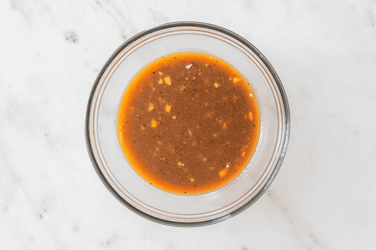 Miso soy dressing in a bowl.