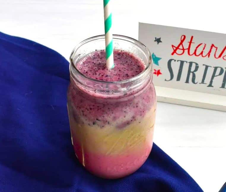 A layered smoothie that used chia jam.
